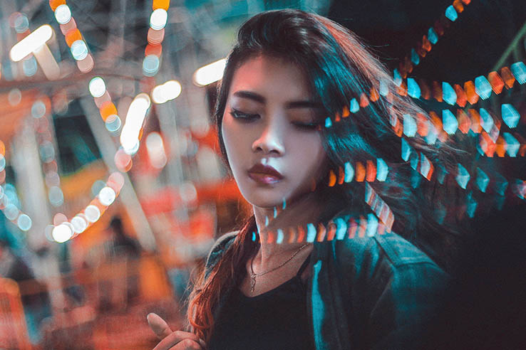 Filipino girl at night
